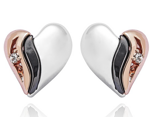 Mixed Metal Glam Heart Earrings