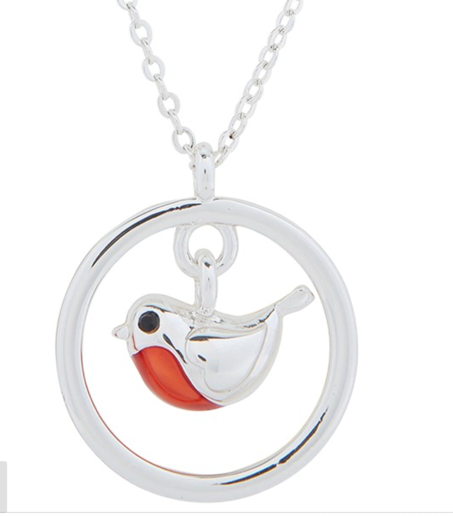 Robins Appear Silver Plated Robin Ring Necklace