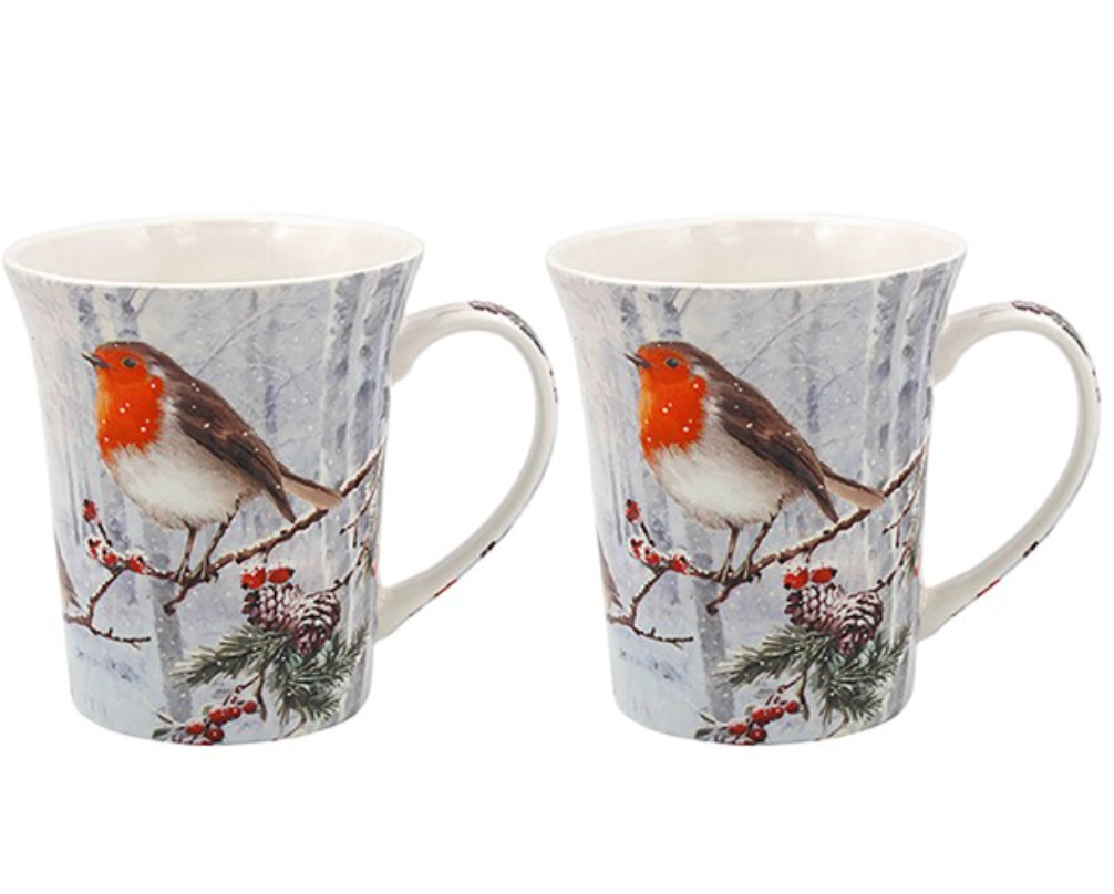 Christmas Robin Mug Set of 2