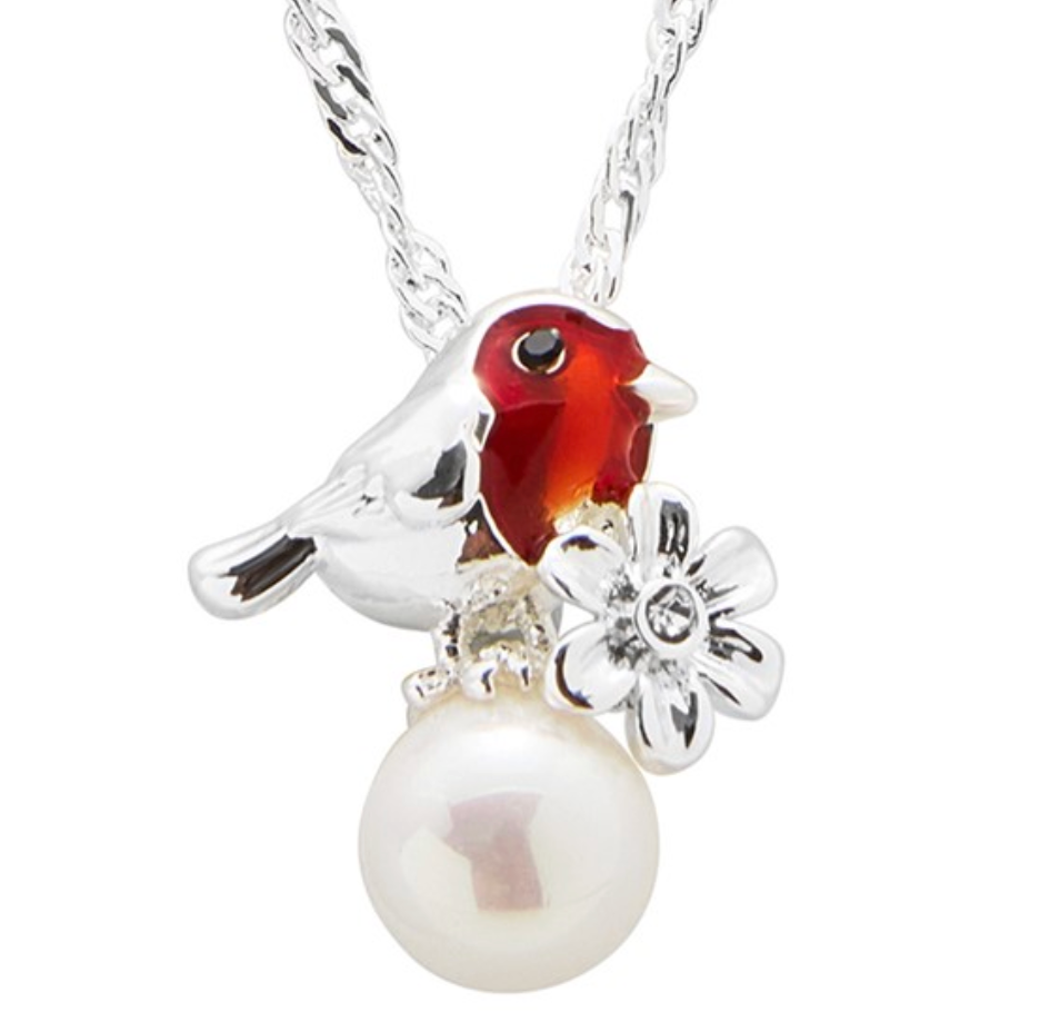 Robin Pearl Silver Plated Necklace