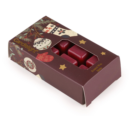 Pack of 8 Wax Melts – Red Stockings & Baubles
