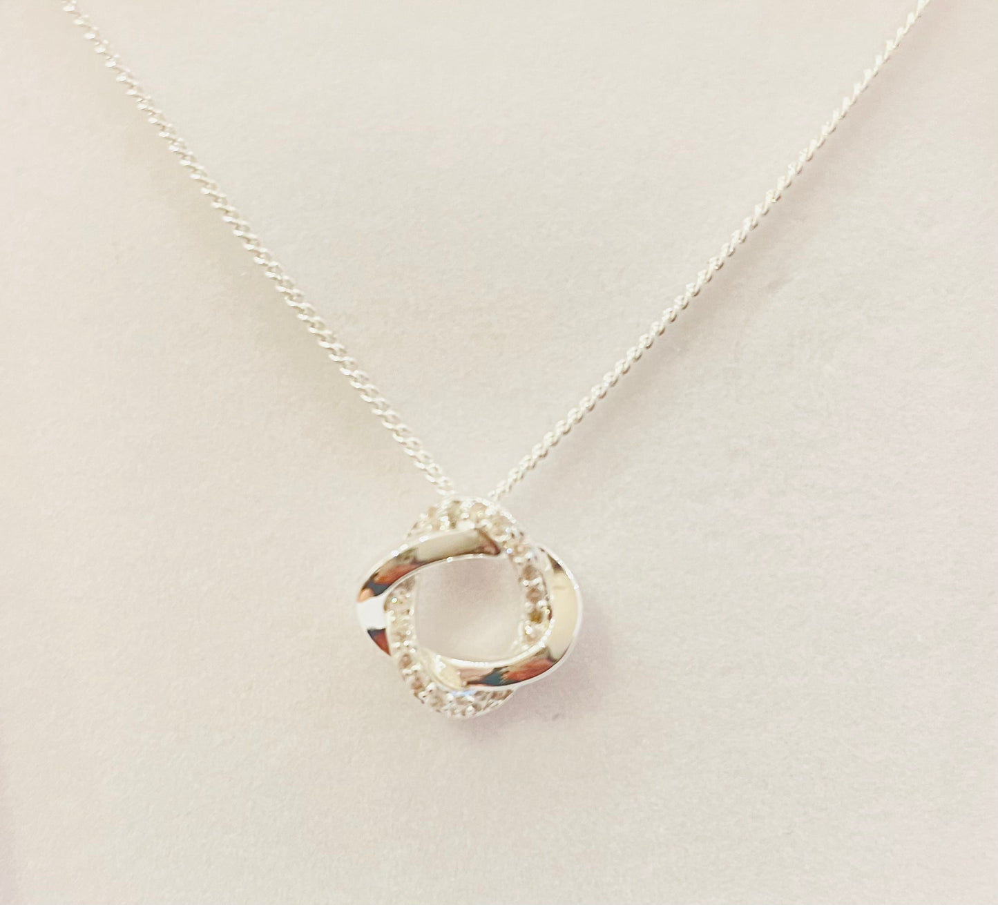 Love Knot Silver Plated Modern Knot Necklace