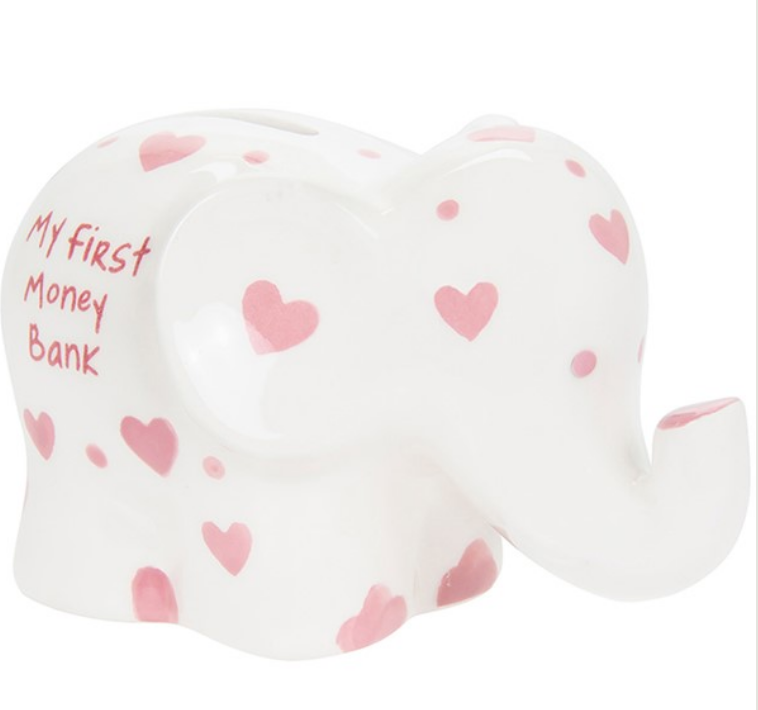 My First Elephant Money Box Pink Small (6589461725255)