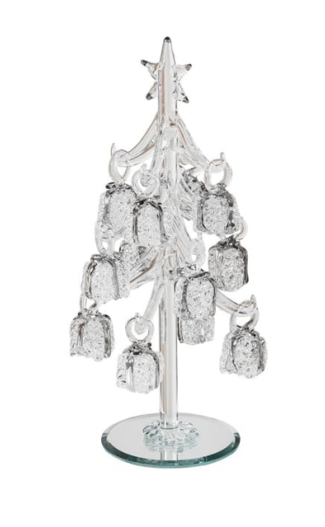 Clear Glass Tree with Silver Presents Tree