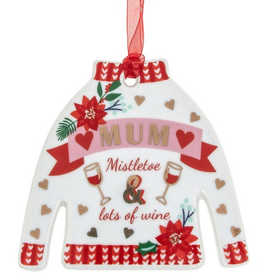 Xmas Jumper Hanging Decoration Mum