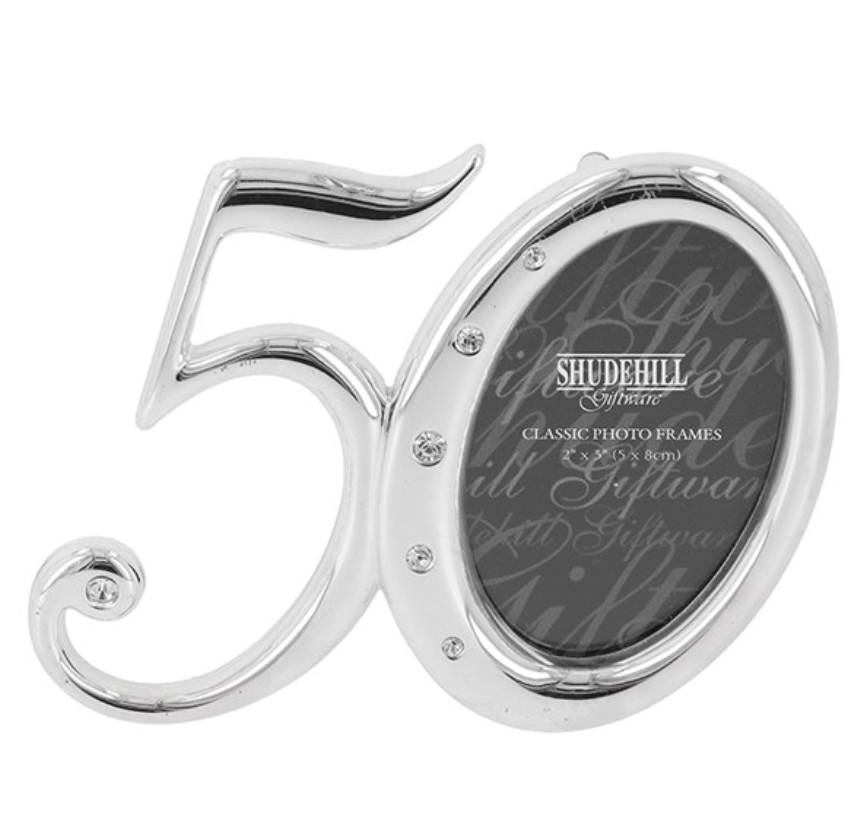 Silver Diamante Frame Birthday 50th