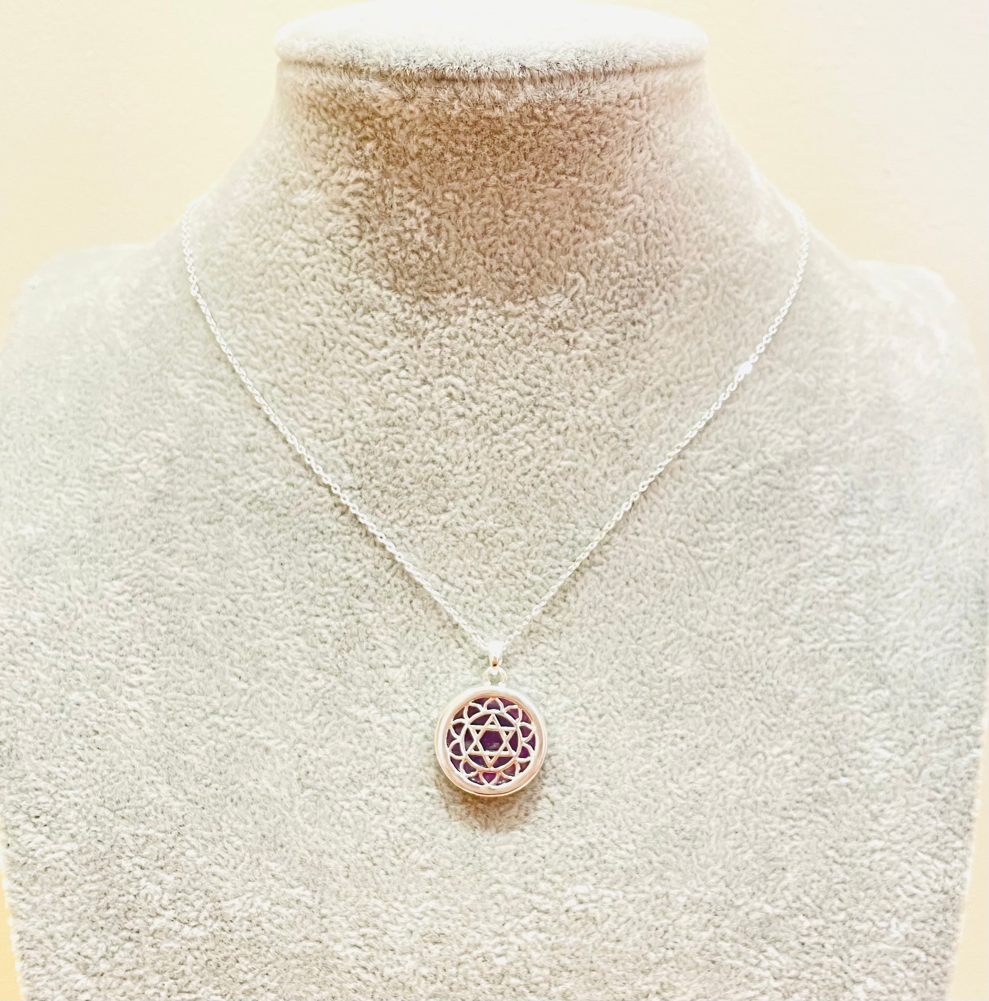 Heart Chakra Amethyst Silver Plated Necklace (6646584639559)