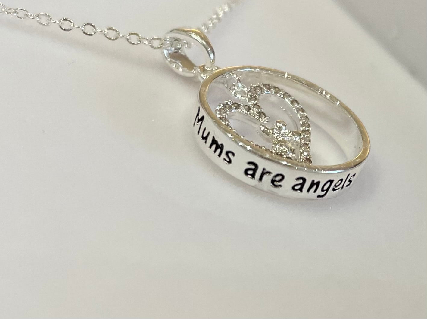 MUMS ARE ANGELS.. SILVER PLATED NECKLACE (6632868872263)