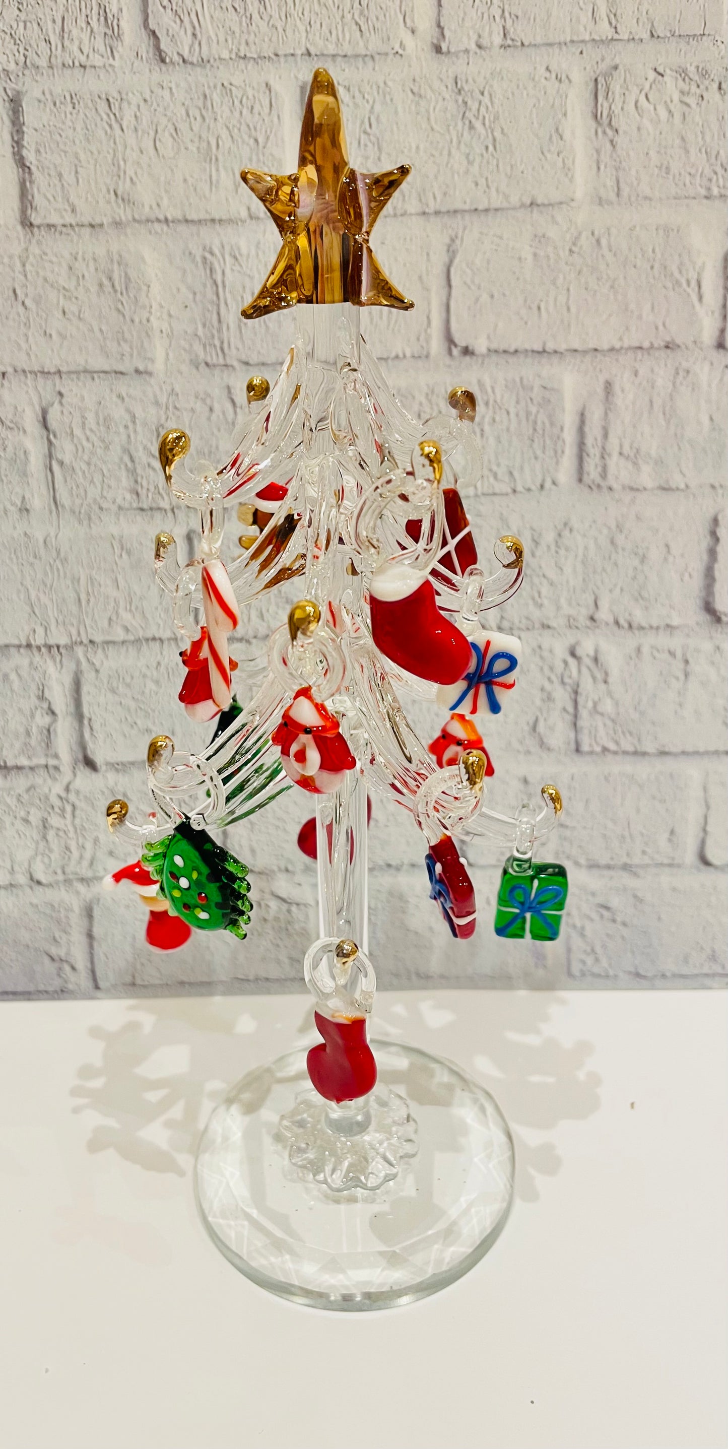 GLASS TREE WITH COLOURED ORNAMENTS (6599215022151)