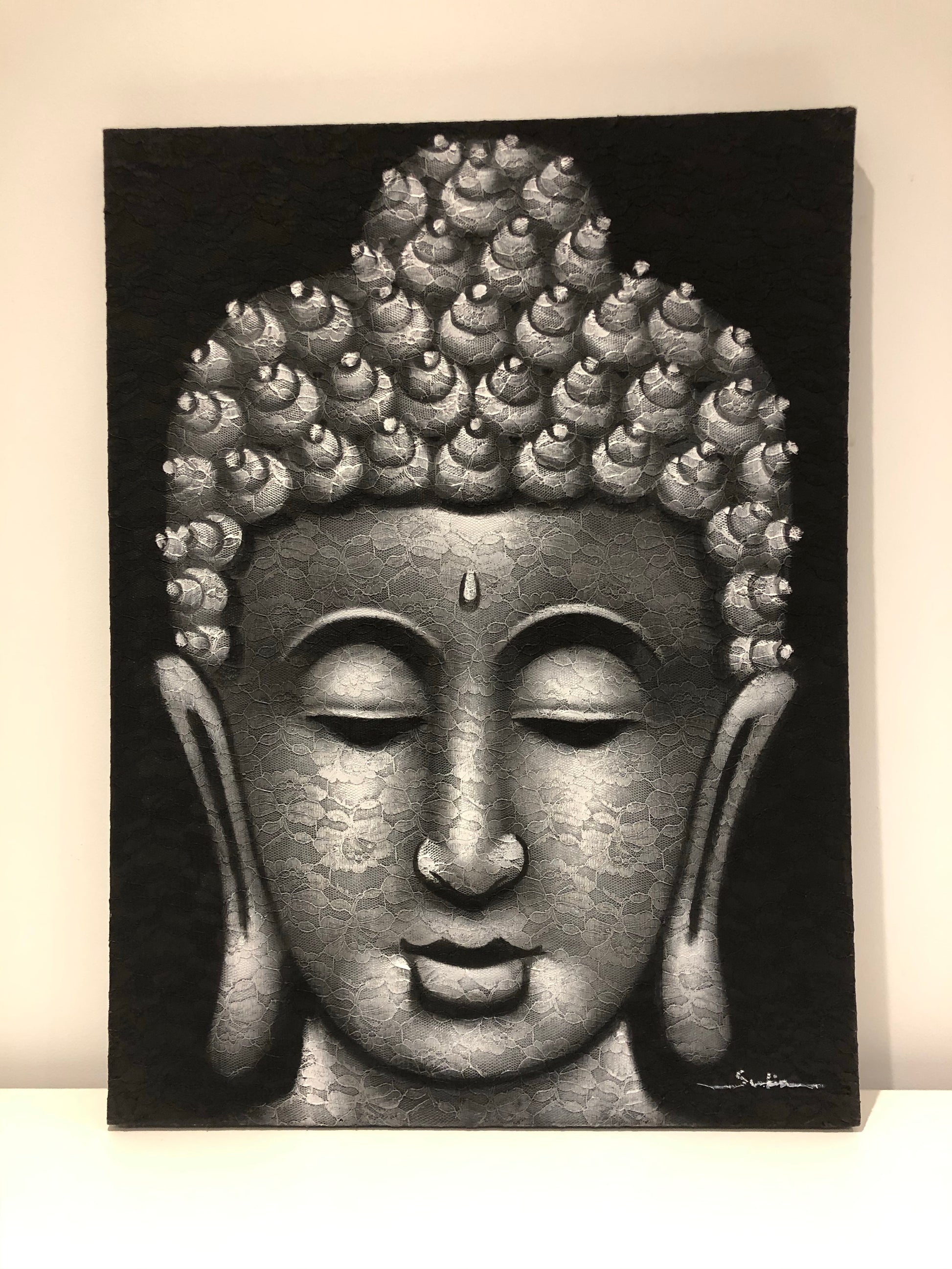 Buddha Painting - Grey Brocade Detail (4794092191815)