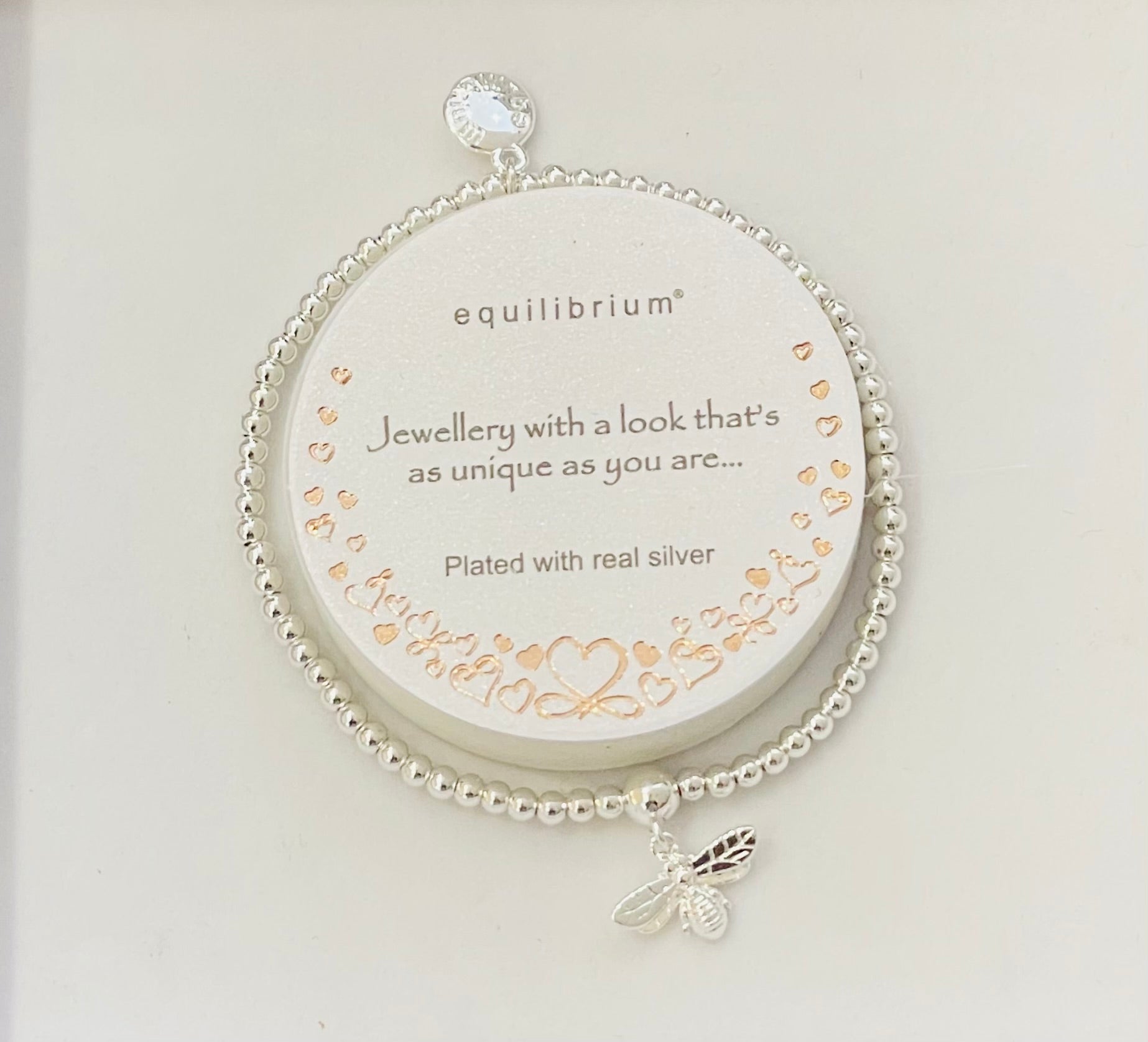 Honey Bee Detailed Silver Plated Bracelet (6632870445127)