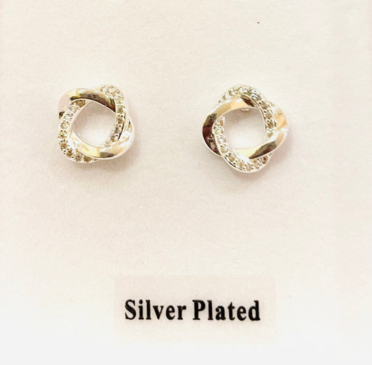 Love Knot Silver Plated Stud Earrings