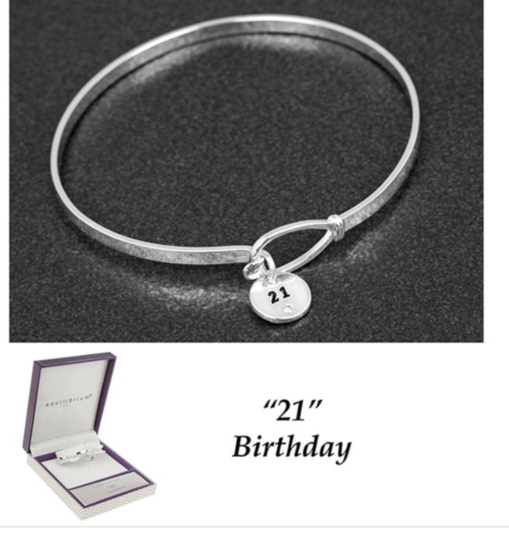 21st Silver Plated Message Disk Loop Bangle (6629946785863)