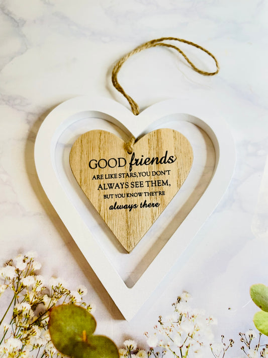 GOOD FRIENDS HANGING HEART DECORATION (4604748791879)