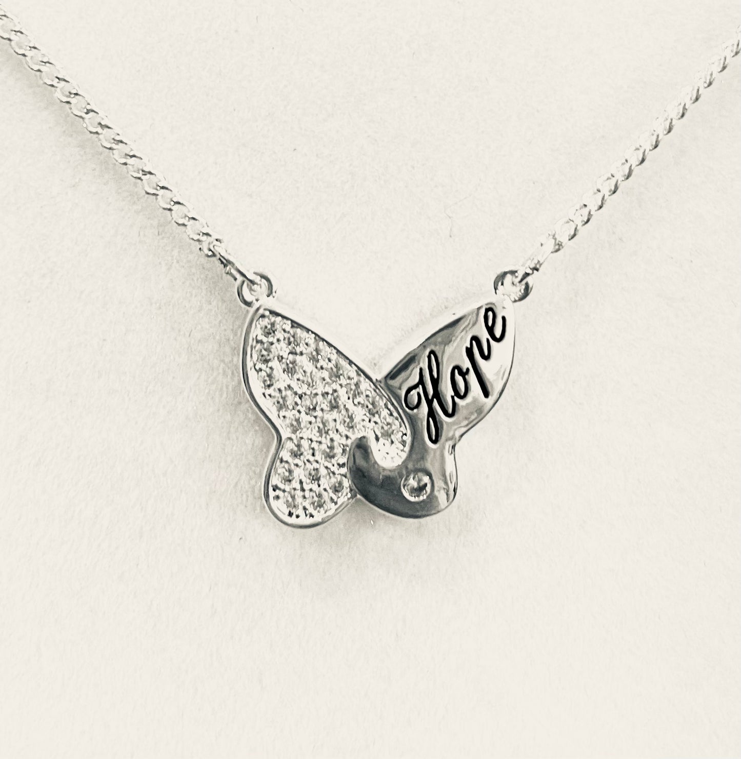 Hope Butterfly Silver Plated Necklace