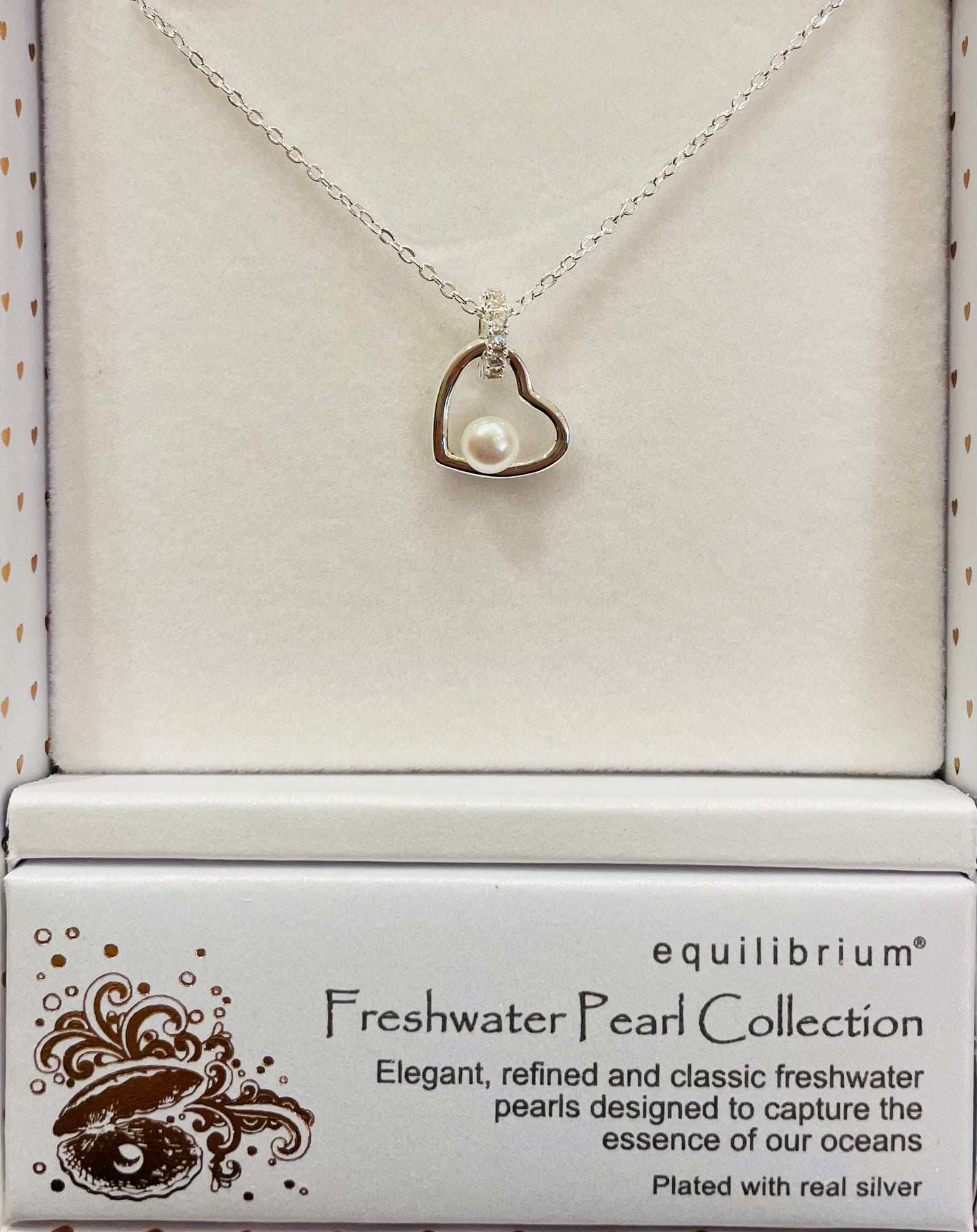 Fresh Water Pearl Silver Plated Heart Necklace